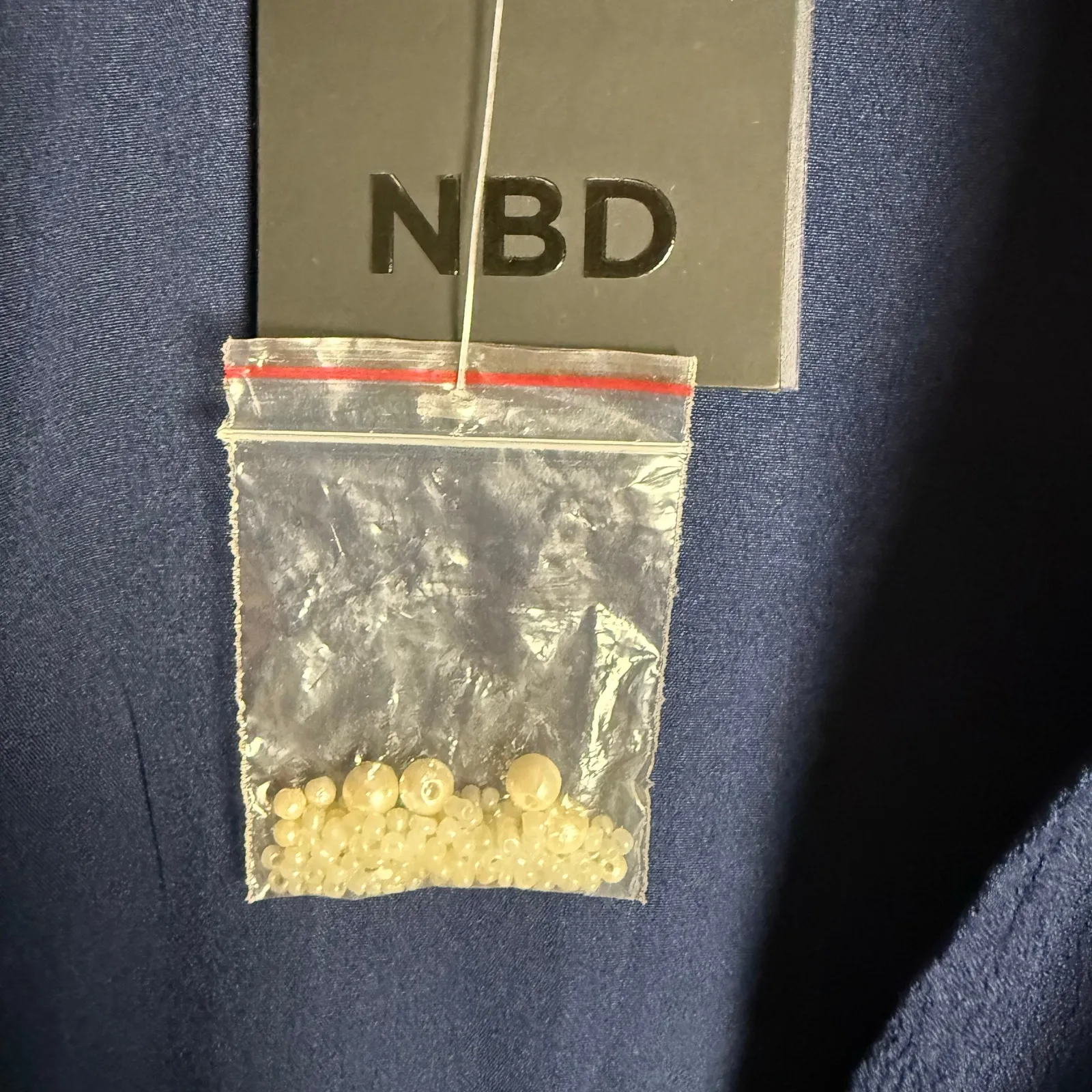 NBD Revolve Navy Blue Best Mistake Sleeveless Beaded High Neck Mini Dress Size M - Image 9