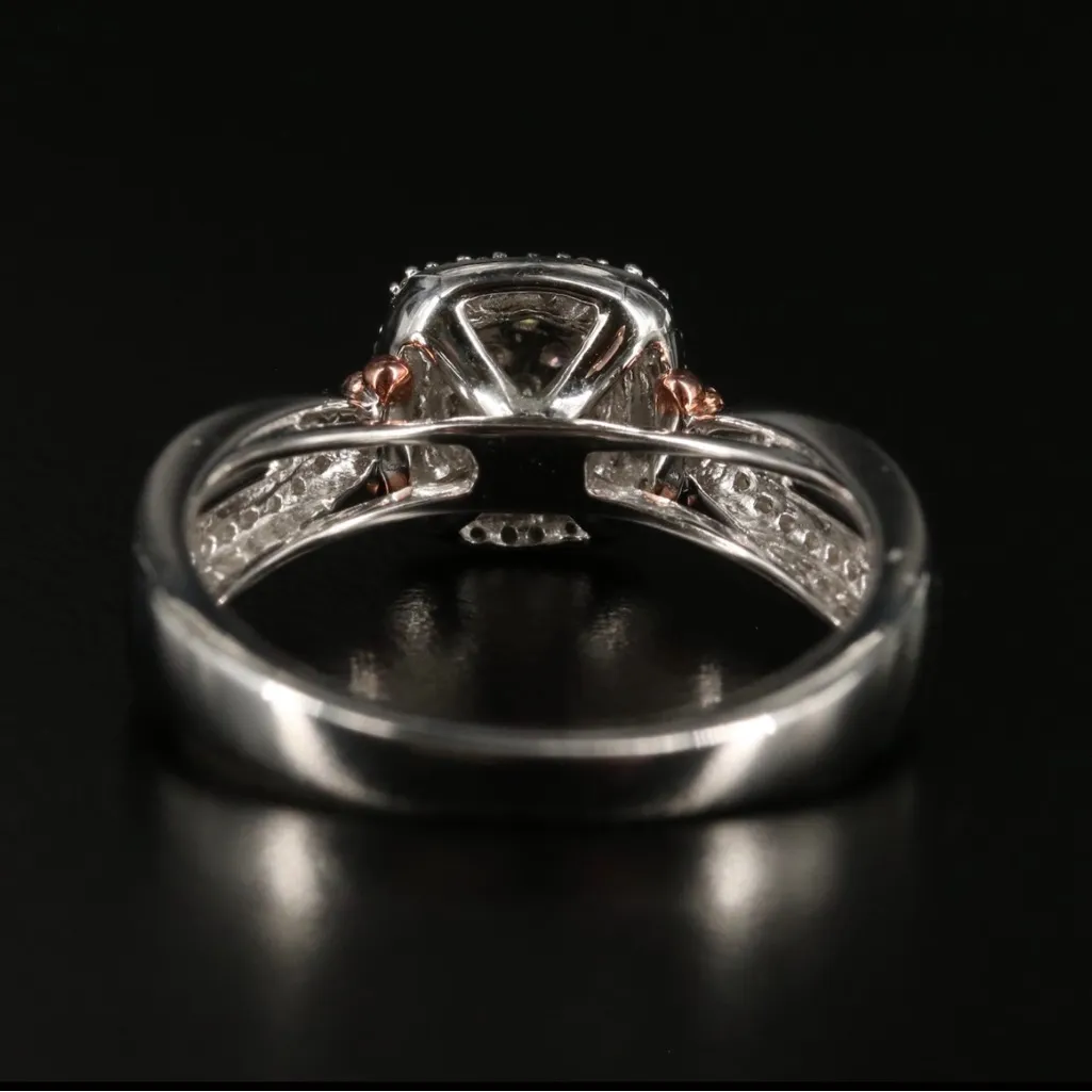 STERLING SILVER W/14K ROSE GOLD OVERLAY ACCENTS .33CTW GENUINE DIAMOND RING (7) - Image 6