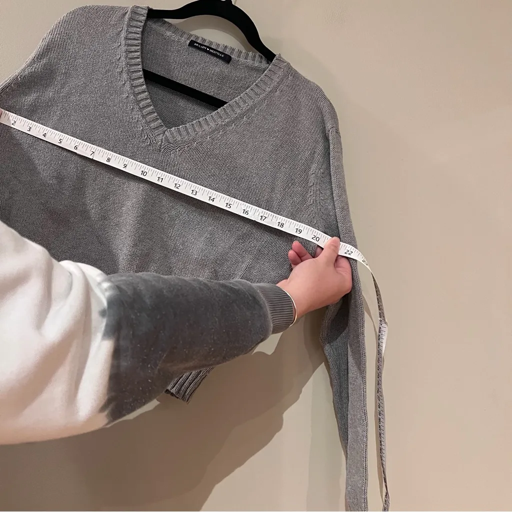 Brandy Melville Gray V-Neck Sweater - Image 3