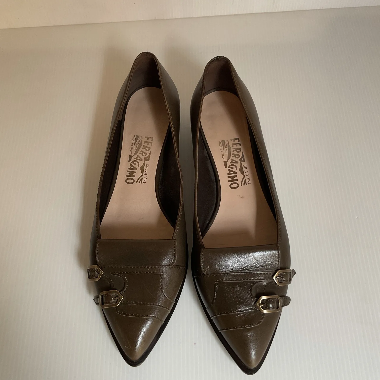 Vintage Salvatore Ferragamo Green Leather Loafers  Women’s Sz 8.5 Made in Italy - Image 4