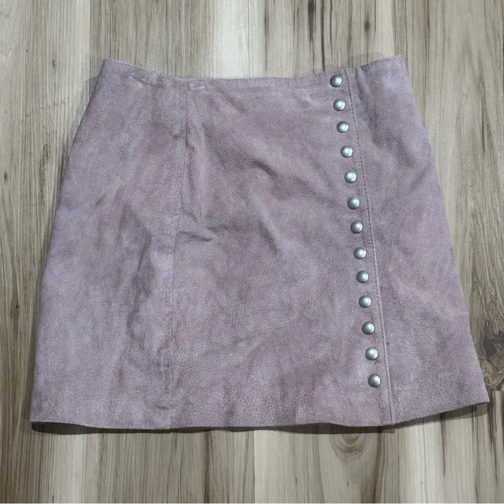 Blank NYC Snap Skirt Make Me Blush Mini Leather Pink Suede Women’s 26 - Image 3