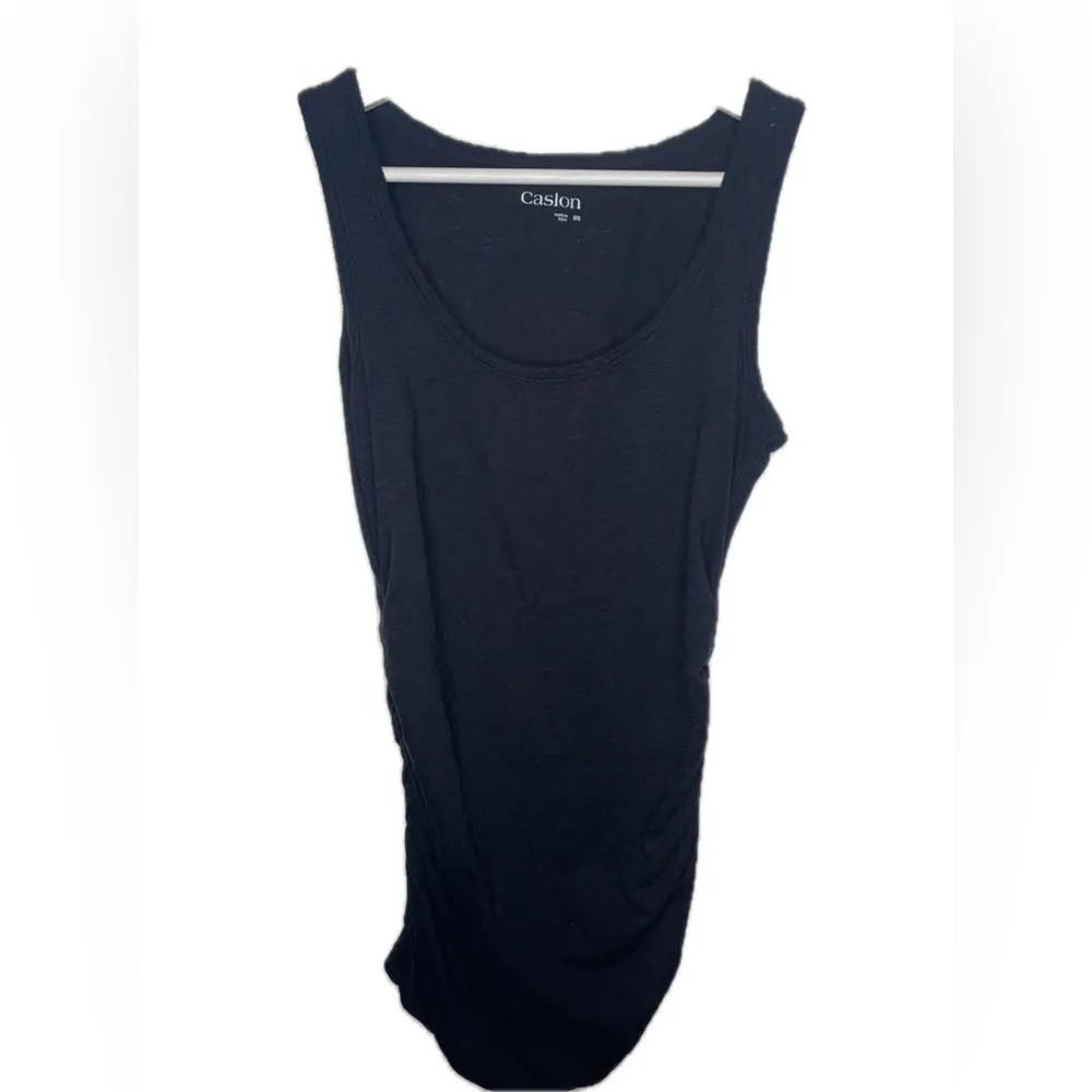 Caslon Burnout Ruched Sides Tank Top Sleeveless Black Tissue Tee EUC - Image 4