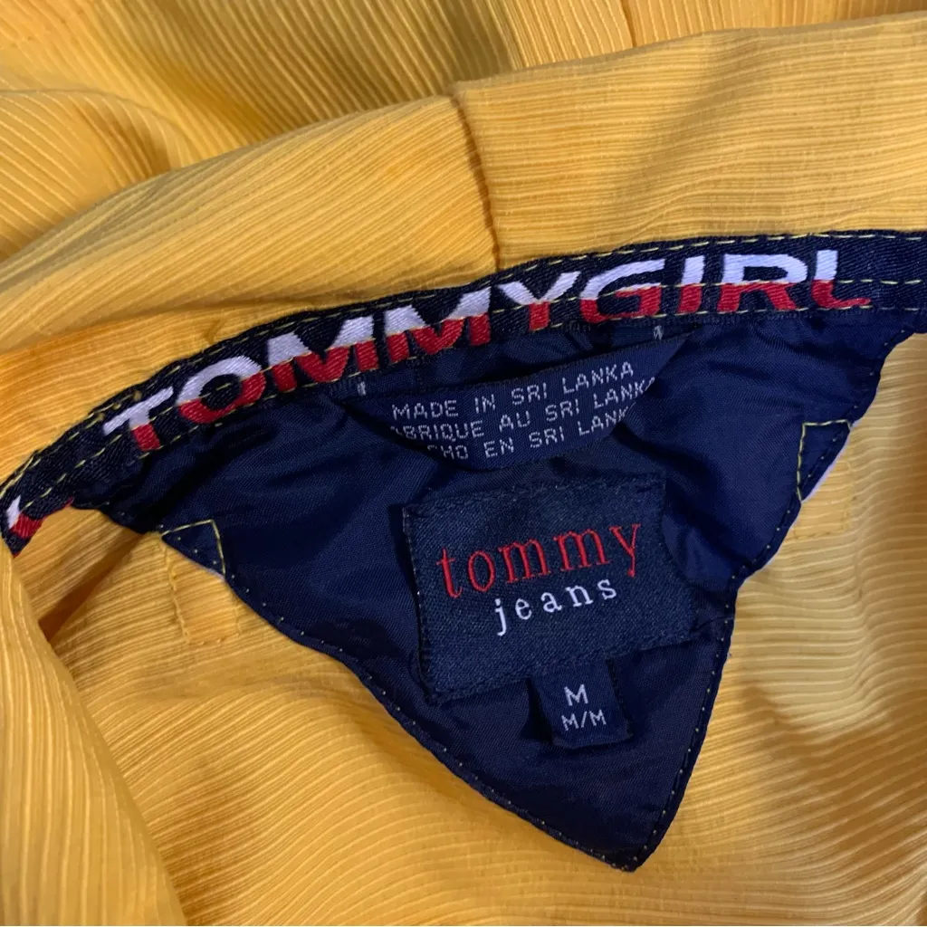 Vintage 90s Tommy Jeans Yellow Windbreaker Hoodie Jacket - Image 8