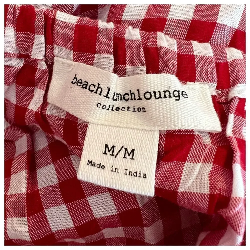 New BEACH LUNCH LOUNGE Gingham Off Shoulder Ruffle Top Sz M - Image 8