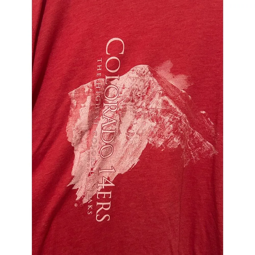 NEW Colorado Mountain Peaks 14ers Unisex Size XL T-Shirt Red Comfort Stretch Top - Image 2