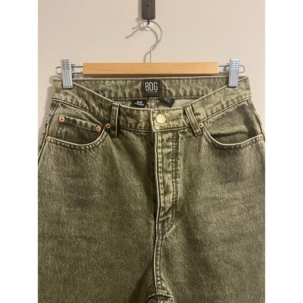 Urban Outfitters BDG High-Waisted Slim Straight Jean in Washed Green Women's 29 - Image 7