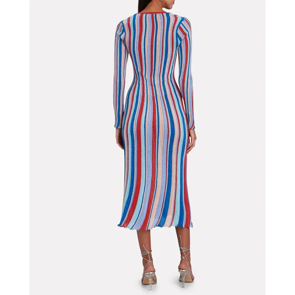 MISA Los Angeles Rafael Metallic Striped Knit Midi Button Front Dress NWT S $350 - Image 5