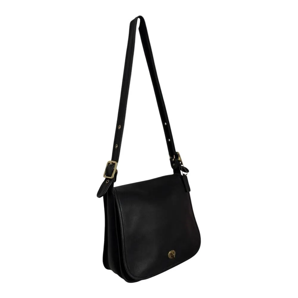 Vintage Y2K Coach Stewardess black leather crossbody bag 9525 adjustable strap - Image 15