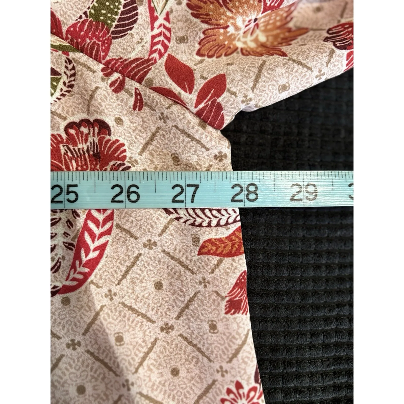 Pink/Red Floral Chiffon Long Balloon Sleeve Blouse Size 2XL Ruffle/Tie Neck Boho Red - Image 6