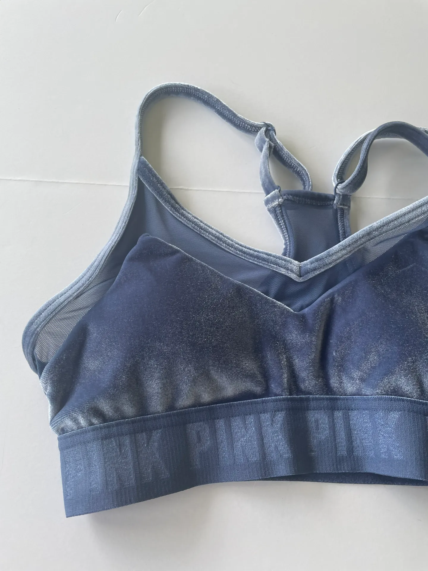 Victoria's Secret PINK Sport Ultimate Lightly Lined Velvet Sports Bra Blue Size XS - Image 4