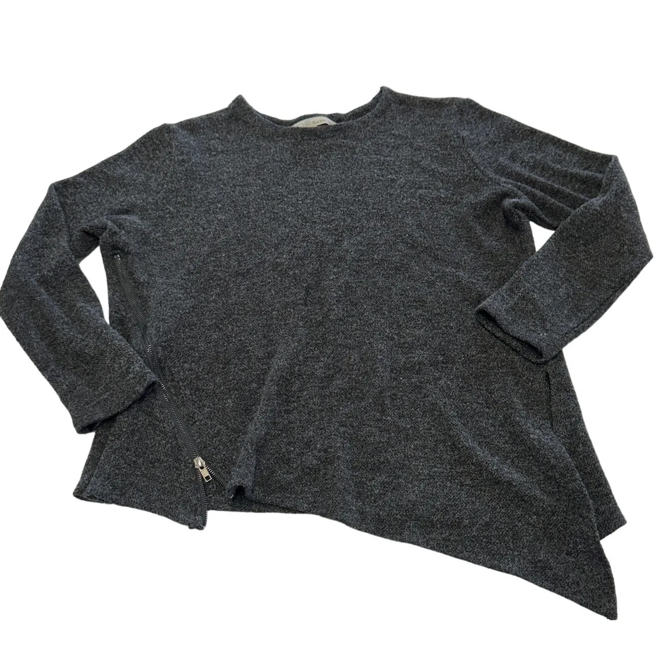 Rachel Roy Sweater Womens Medium Grey Asymmetrical‎ Zip Knit Gray - Image 2