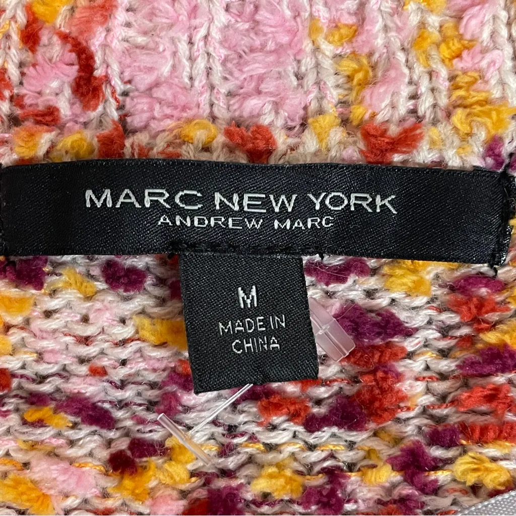 Marc New York Pink Orange Chunky Knit Confetti 3/4 Sleeve Cardigan Women Size M - Image 4