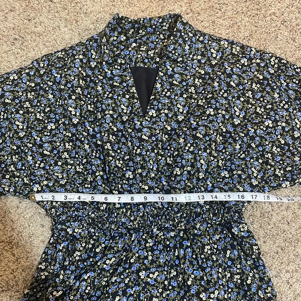 Tuckernuck Hyacinth House Black Floral Belle Mini Dress Long Puff Sleeves - Image 13