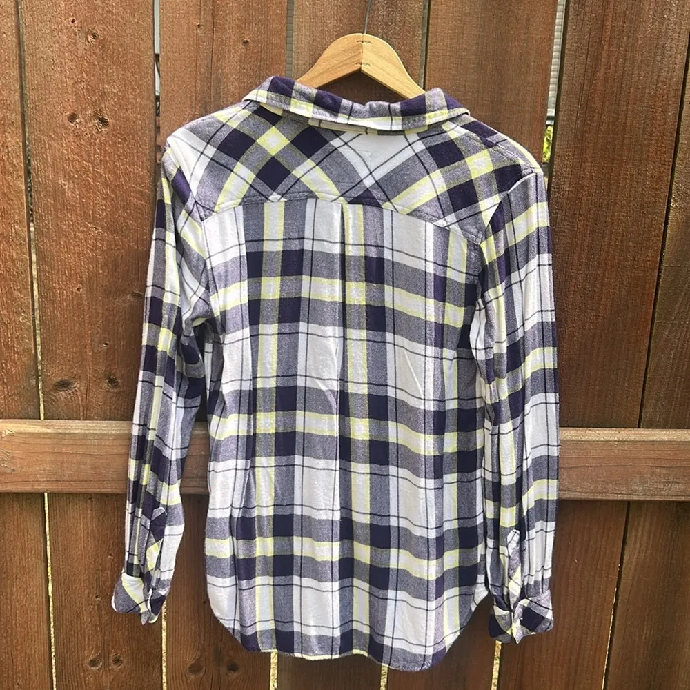 Rails Hunter Navy and Yellow Flannel Size Small - Image 2