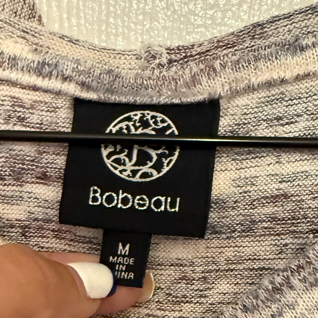 BOBEAU Women’s Gray Space Dye Knit Pullover Hoodie & Shorts Matching Set Size M - Image 5