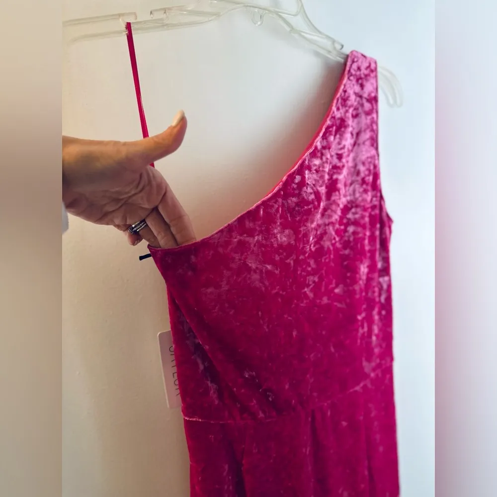 SAYLOR NIAMA VELVET MIDI DRESS In Bubblegum Color Hot Pink Fuchsia-NWT Size L - Image 11