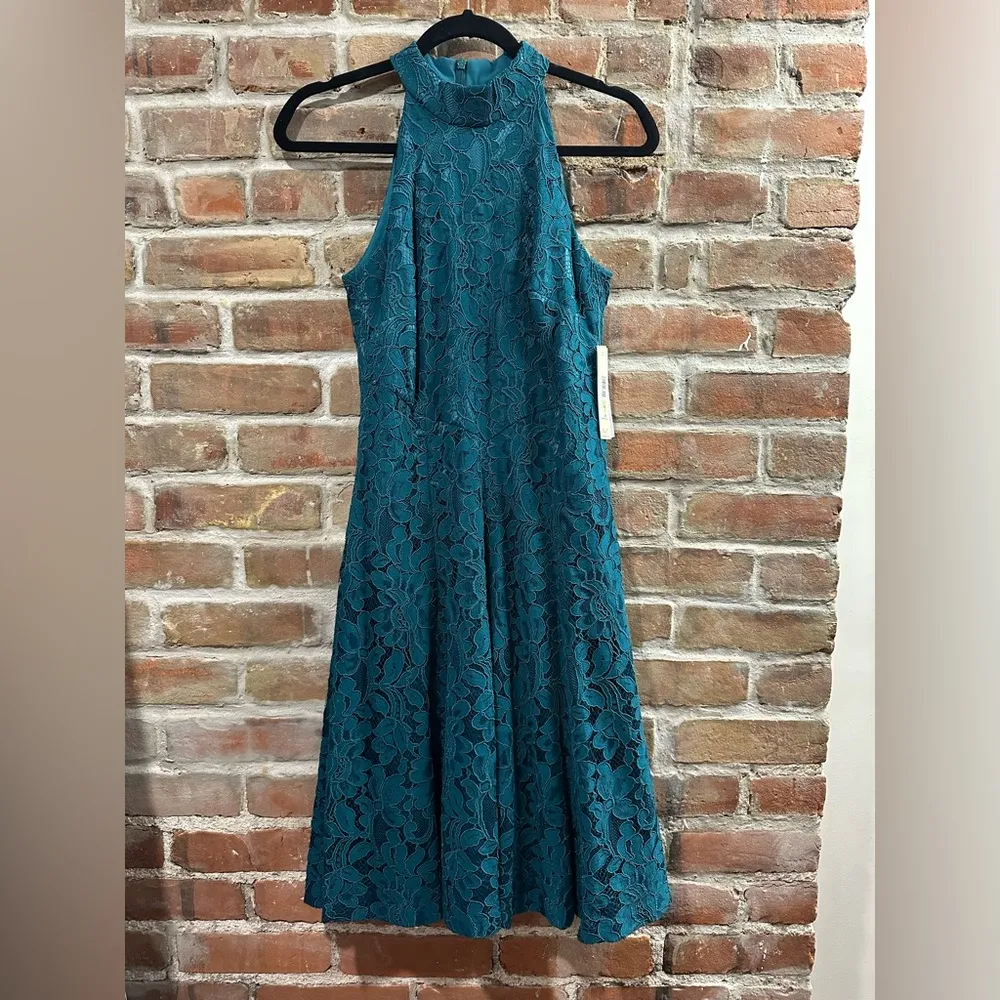 Eliza J Teal Green Blue Lace Formal Dress - Image 2