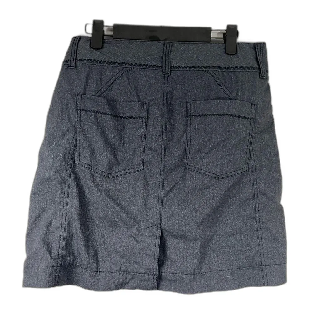 Athleta Passage Mini Skirt Womens 6 Gray Denim Look Double Button Stretch - Image 6