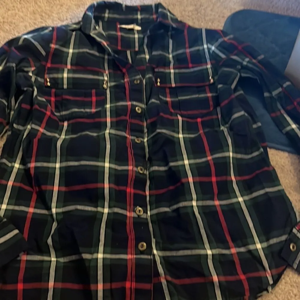 Skies are blue plaid button down L - Image 3