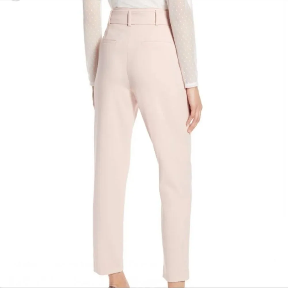 Nordstrom Halogen Tie Waist Pale Pink Twill Ankle Pants Size 6 - Image 3