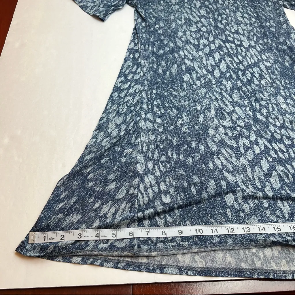L’Agence Blue Printed Swing Dress‎ Womens Size Small Stretch Short Sleeve *FLAW* - Image 6