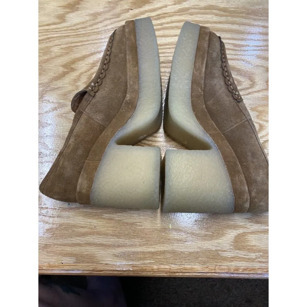 Marc Fisher Mllina Women's 7.5M Brown Suede Slip On Round Toe Platform Heels S29 - Image 9