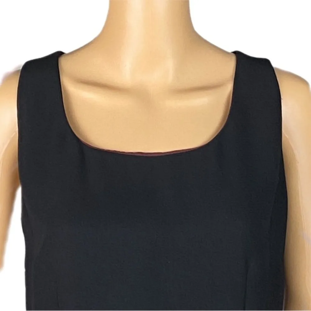 APOSTROPHE black sleeveless shift dress with burgundy lining in size 14. EUC - Image 2