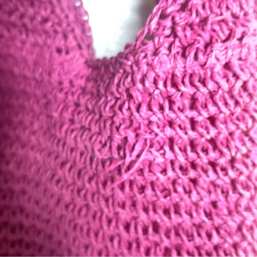 SCALA Woven Pink Vintage Seagrass Straw Purse Fun Beach Festival bag - Image 6