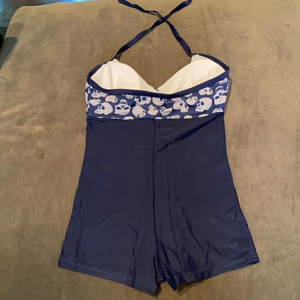 Women’s One Piece Swimsuit Halter Neck Size 4 NWOT Blue - Image 4