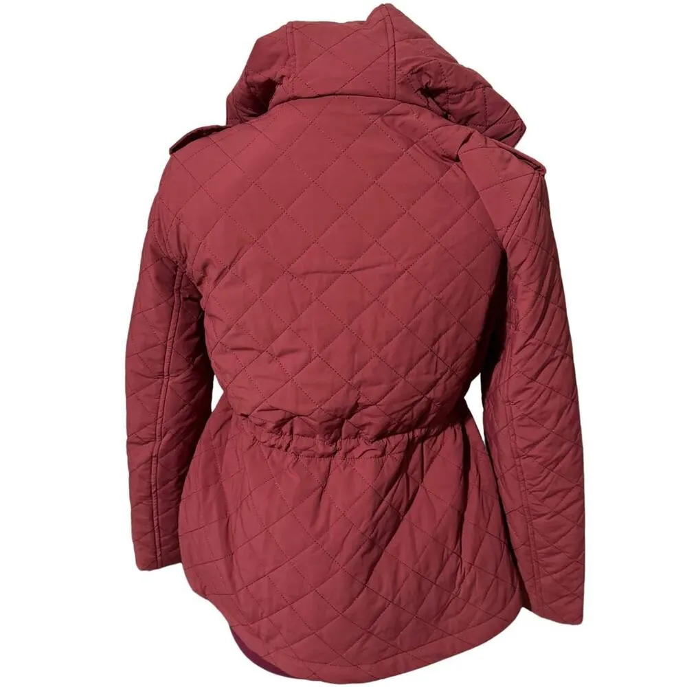 EDEN SOCIETY Quilted Sherpa Lined Jacket Hooded Zip Coat Rust Burgundy NWT Small Red - Image 10