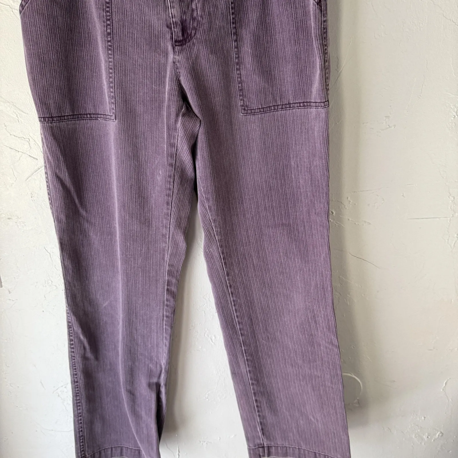 St Johns Bay Pants Vintage 8 Purple Wide Leg High Rise Cotton Utility Pockets‎ - Image 3