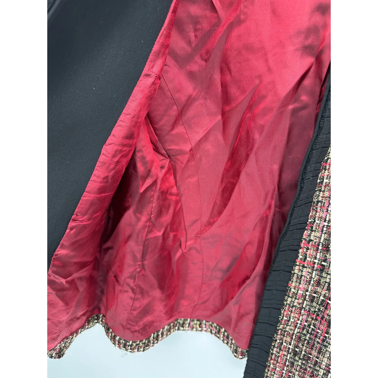 KASPER Womens Red Black Tweed Blazer Jacket Size 4P Career Office Business - Image 6