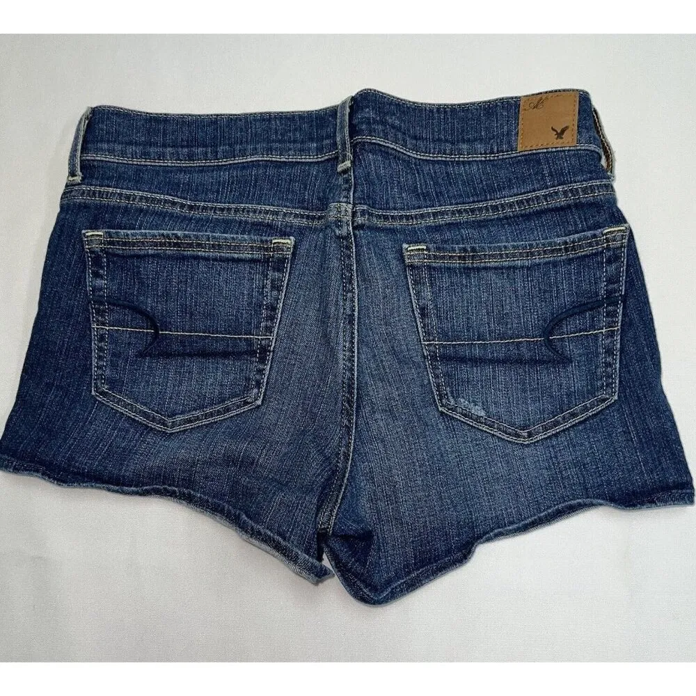 American Eagle Shorts Womens Size 4 Denim Stretch Blue Jean 3" Festival Mid Rise - Image 4