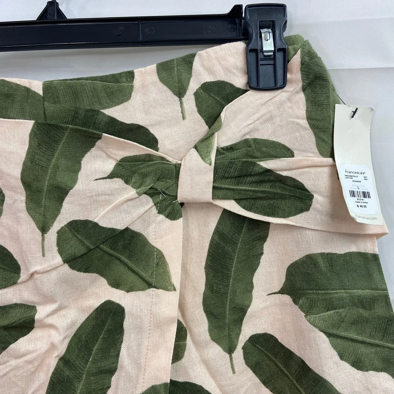 NEW Blue Rain women's linen blend leaf print zip skort skirt shorts casual large - Image 4