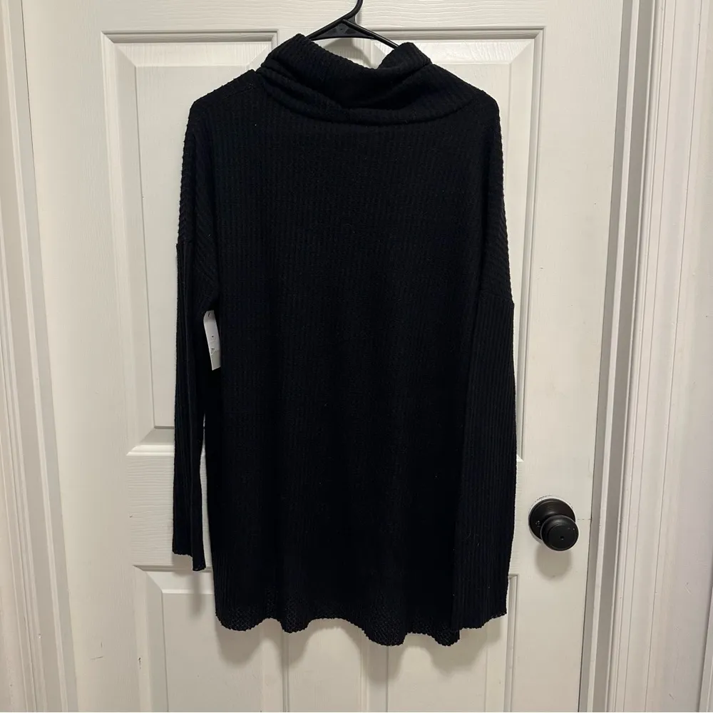 BP Nordstrom Solid Black Cowl Turtle Neck Knit Long Sleeve Casual Top Size Large - Image 2