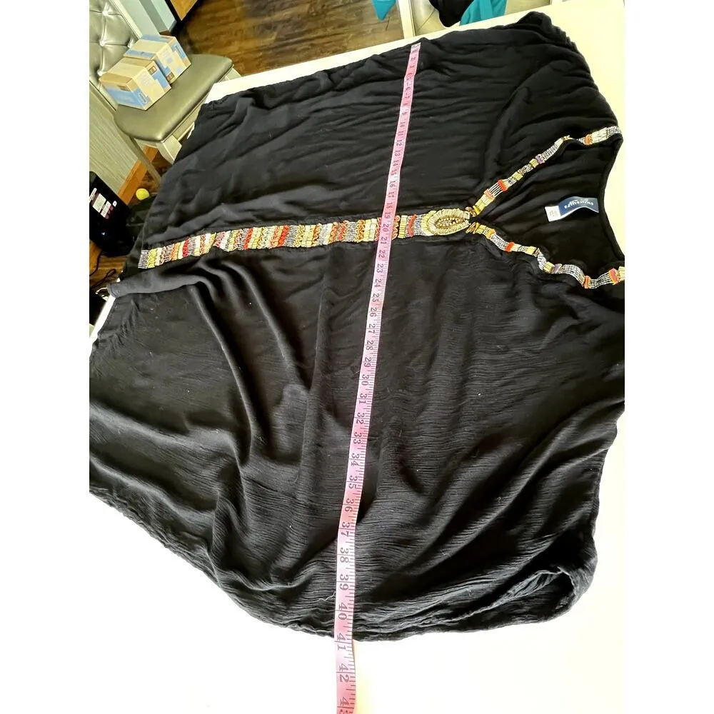 Swimsuits For All cover black rayon with decorative beading open sides Artsy Size 18 - Image 8