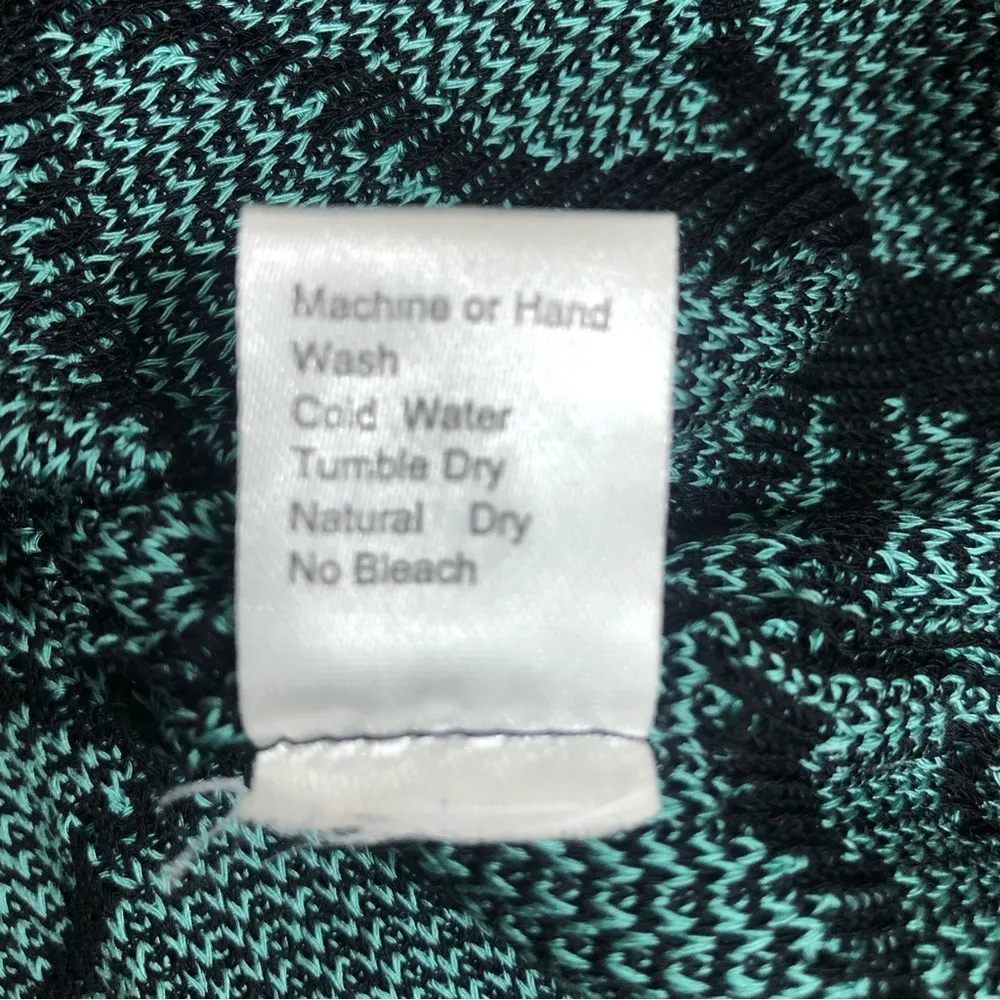 Ming Wang Black and Teal Abstract Print Acrylic Cardigan Sweater XS EUC - Image 6