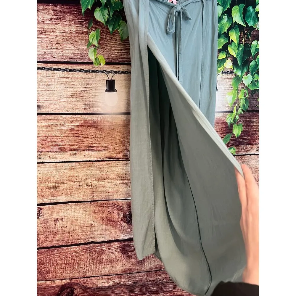 Renamed Open Wide Leg Boho Pants Festival Beachy Flowy Sage Green Women's Medium - Image 2