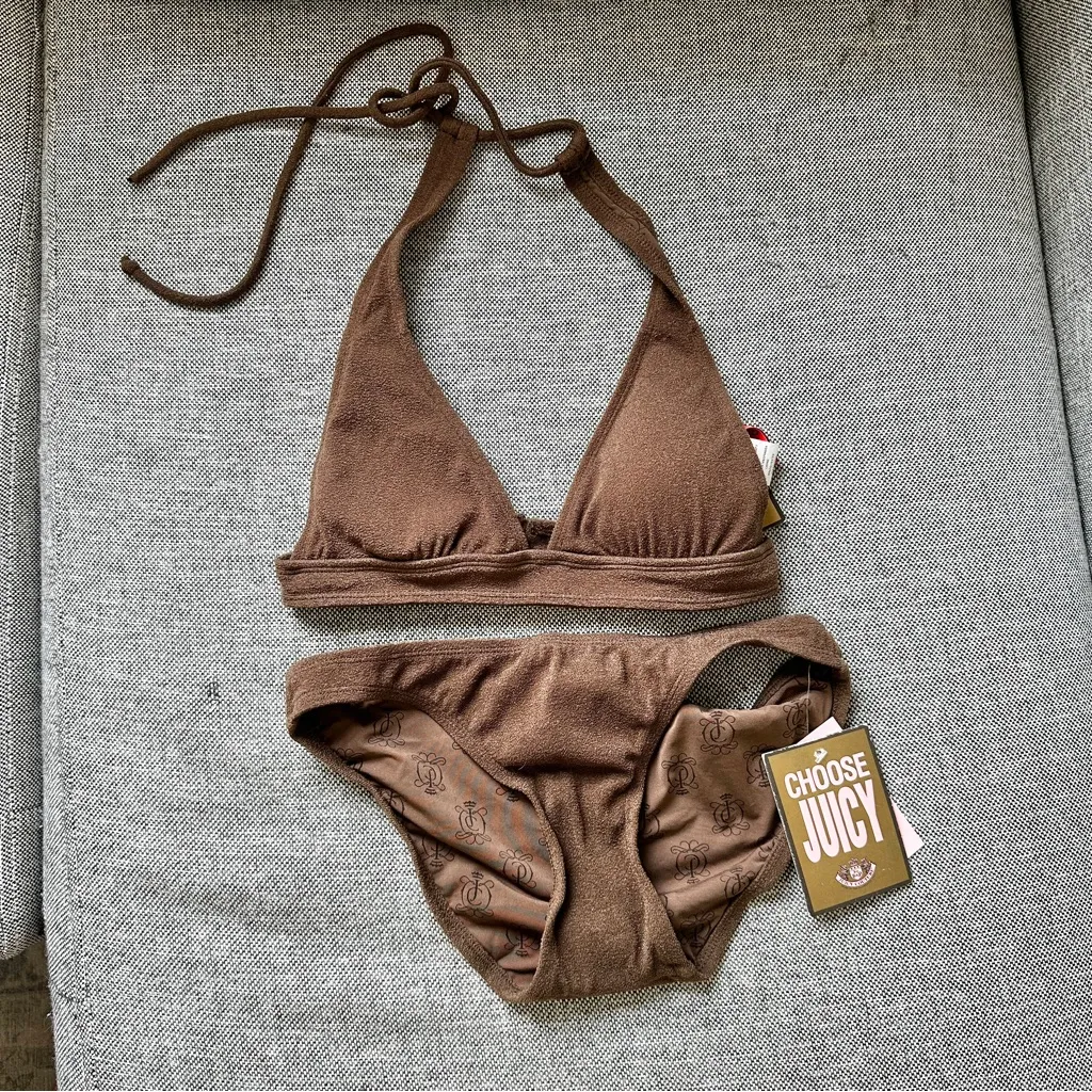 NWT Y2K Juicy Couture Brown Terrycloth Bikini Set - Image 2