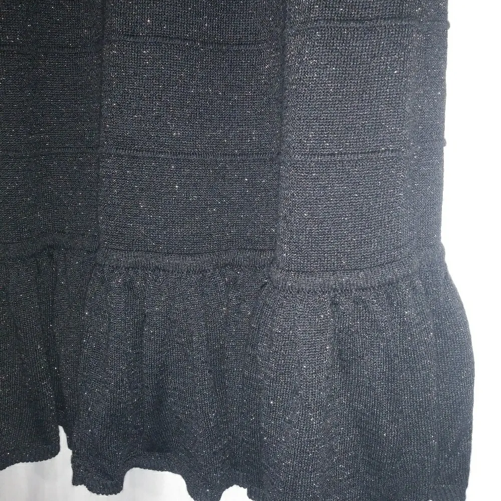 Say What? L Ribbed Bodycon Tank Dress Silver Sparkle on Black - Image 2