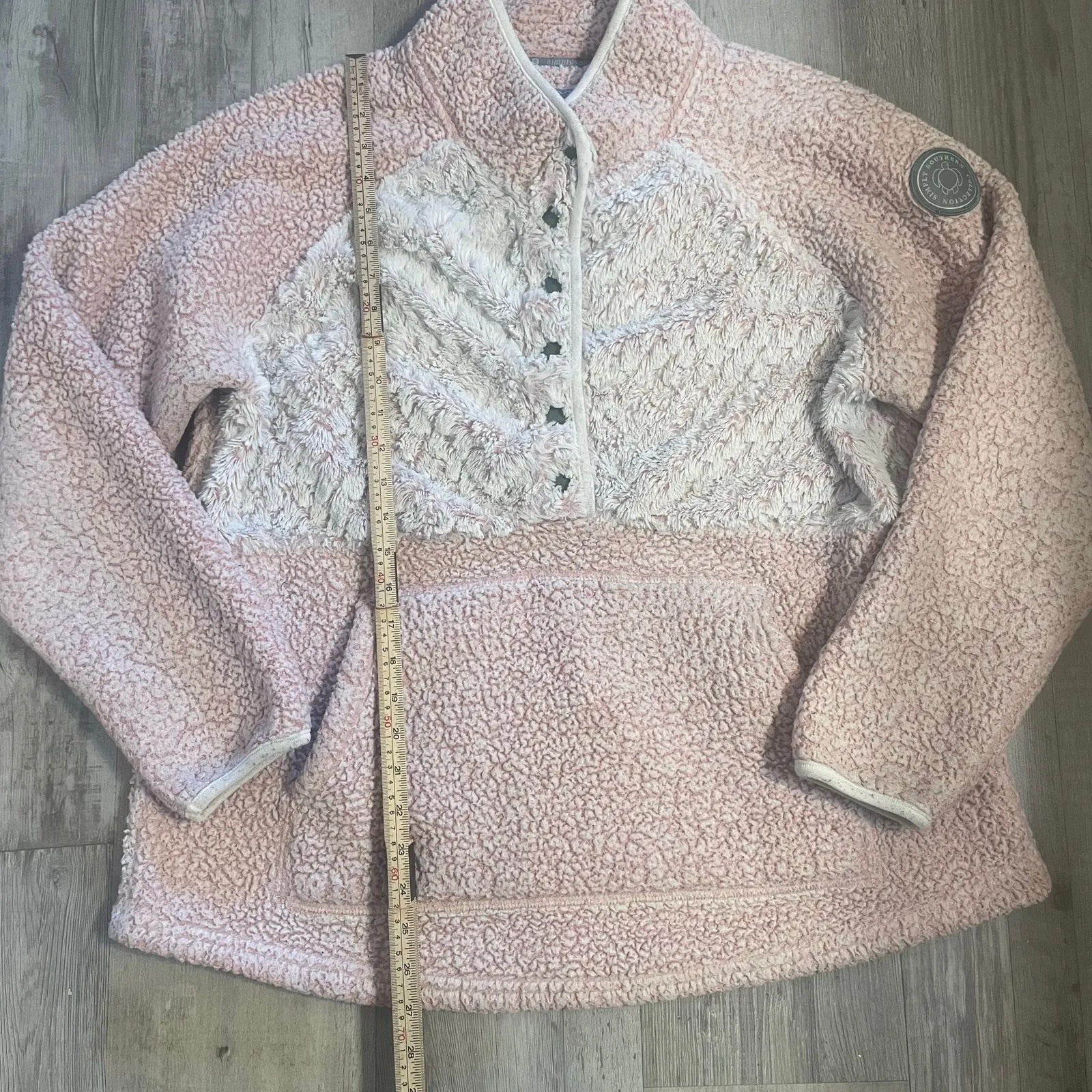 Simply Southern Pink Sherpa Pullover 1/4 snap Size XLarge - Image 3