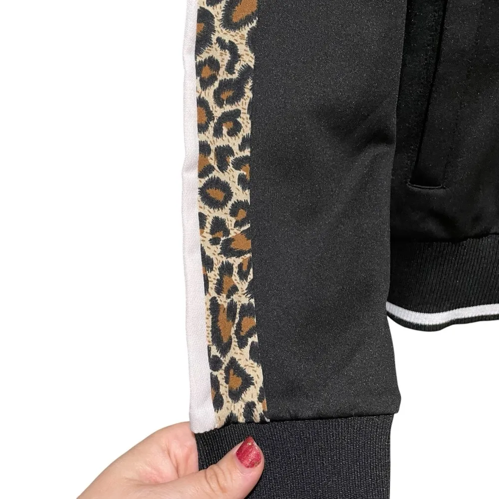 Vintage Havana Leopard Stripe Track Jacket Black Women’s Size Medium - Image 8