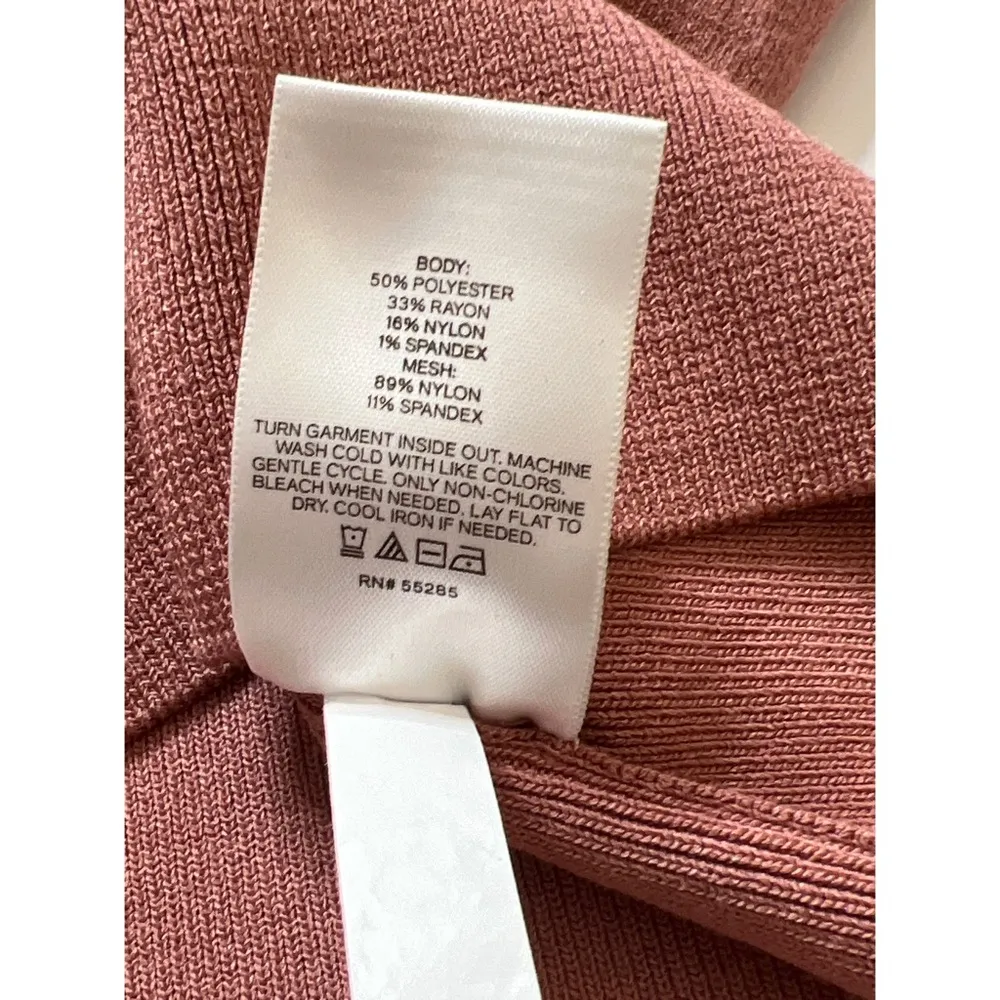 Dusty Rose Body Contour Mesh Cap Sleeves Sweater Top Sz S - Image 9