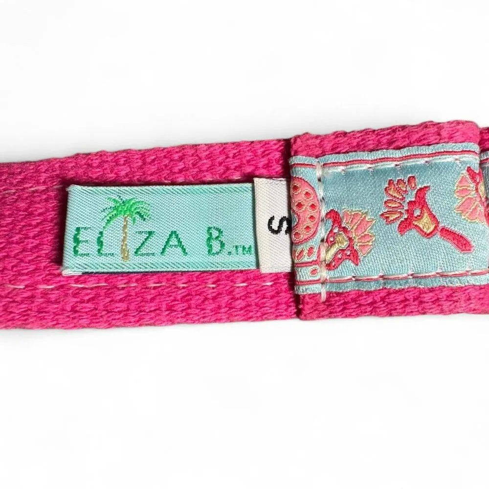 Eliza B Women's Pink and Blue Paisley Canvas Ribbon Belt Size Small - Image 2