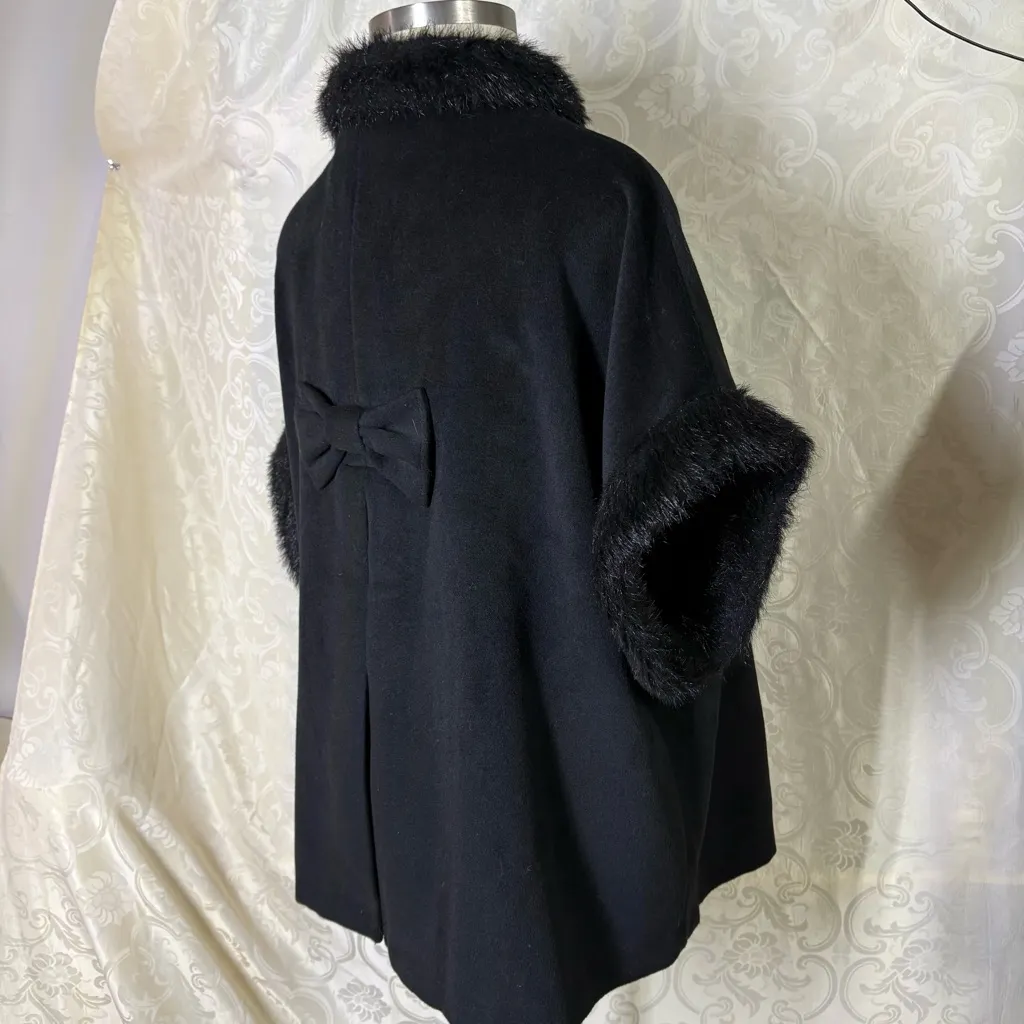 Halogen Black Fur-Trimmed Women's Poncho - Image 10