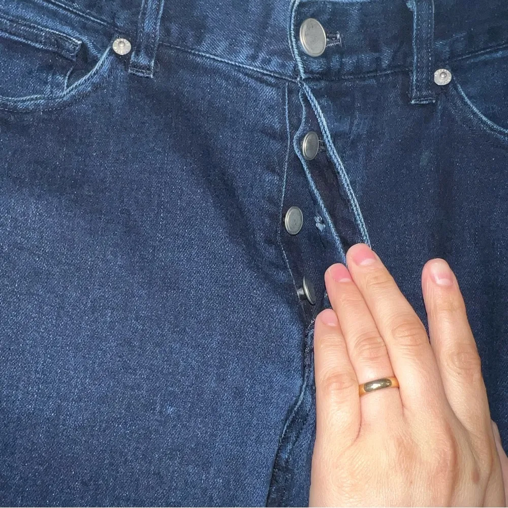 Theory Hayden Straight Slim Fit Dark Wash Denim Button Fly Jeans - Image 2