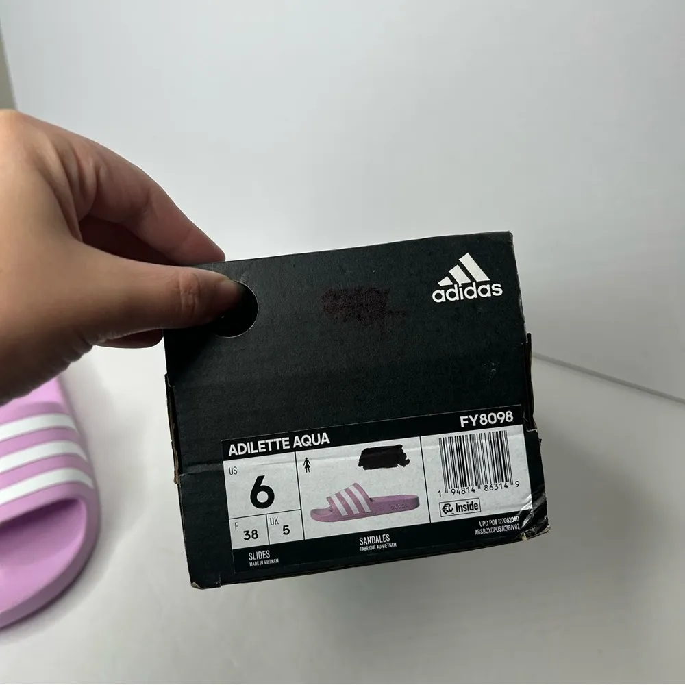 Adidas adilette aqua Slides 6 Lavender and White - Image 8