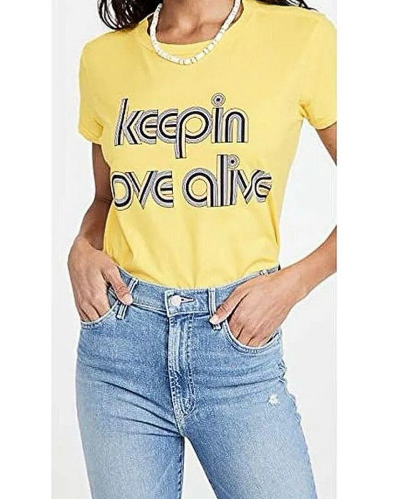 Mother Womens Yellow Boxy Goodie Klo Lemon Keepin Love Alive T Shirt Tee Top M Size M - Image 5