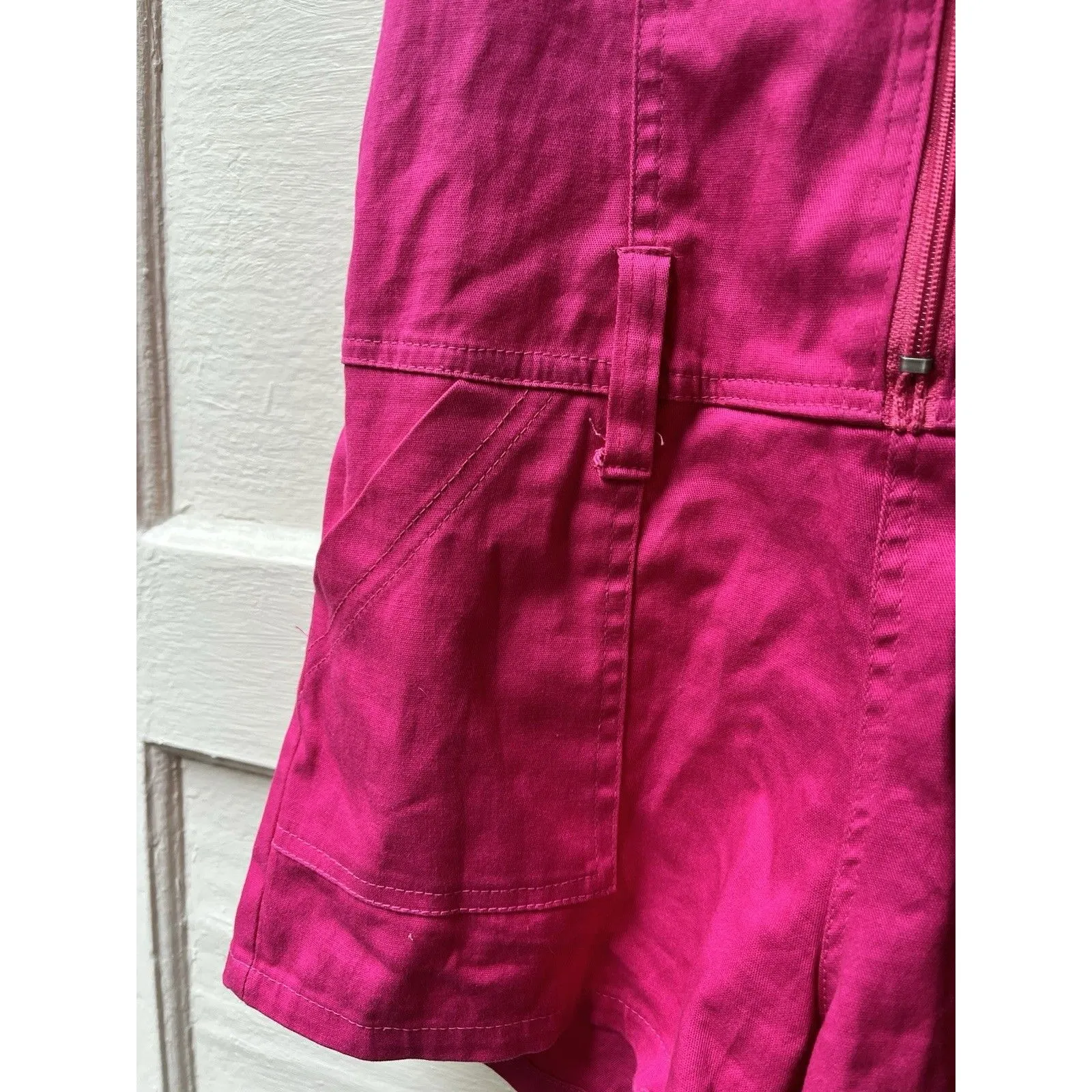Vtg 90s Hot Pink Barbie Romper M Retro Pinup Zip Sleeveless Cotton Cowgirl Boho Size M - Image 5
