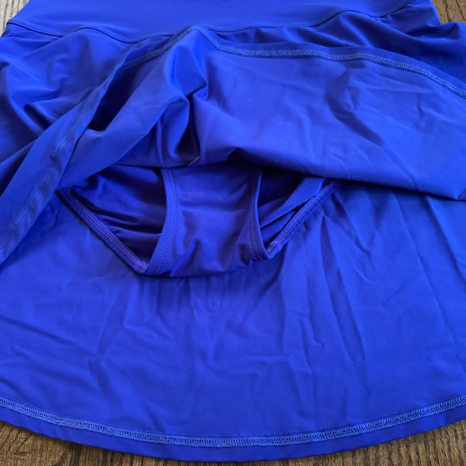 LL Bean Womens Solid Blue Swim Skirt Suit Bottom Attached Brief Modest Size 12 - Image 3